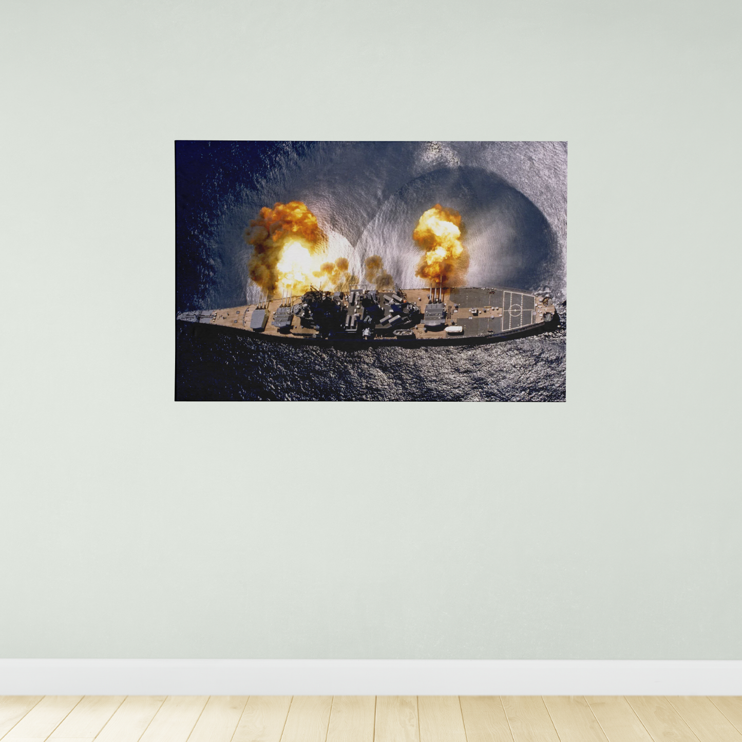USS Iowa Battleship Firing Full Broadside Main Guns Photo Poster Art Print
