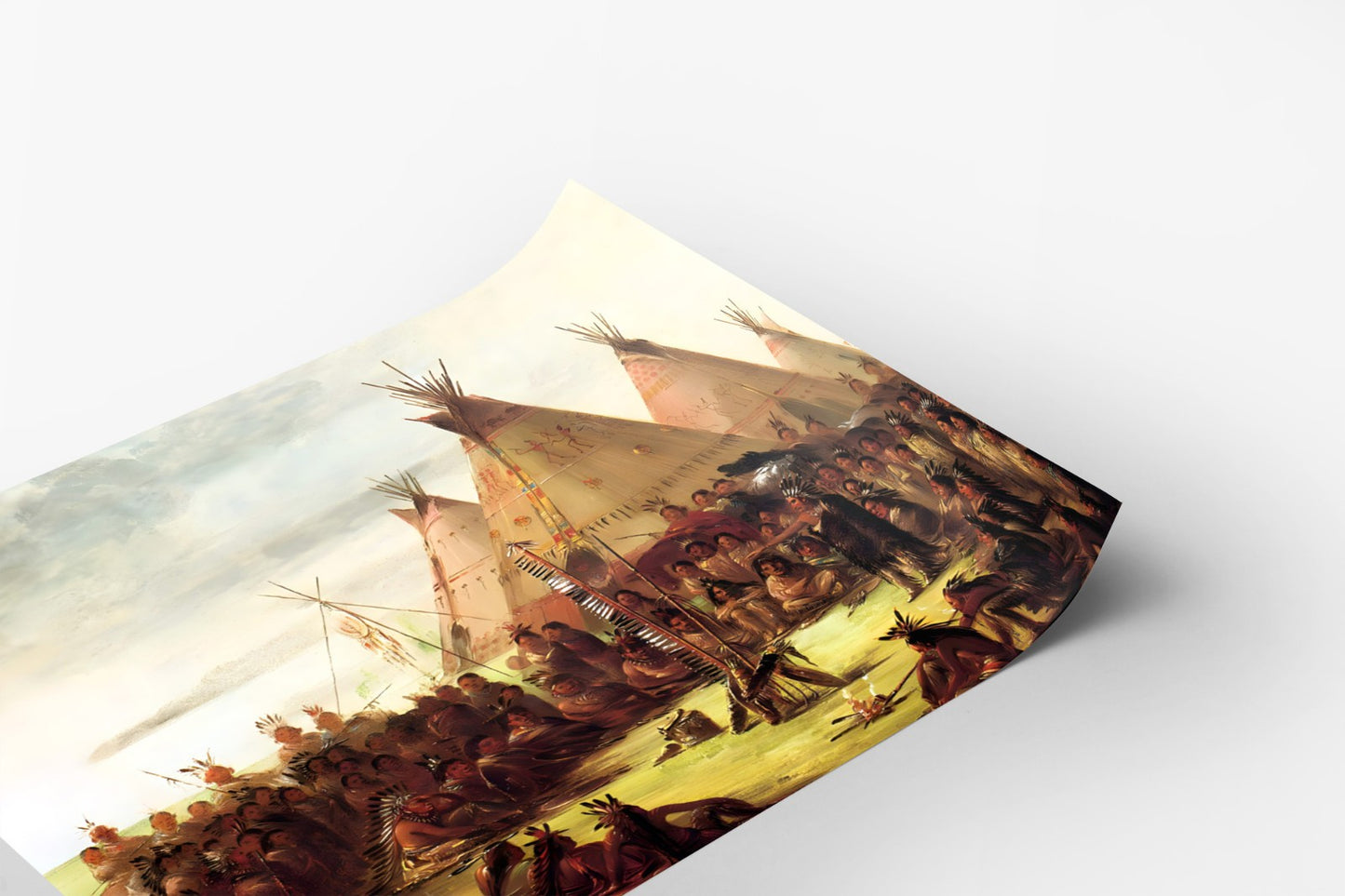 Sioux War Council George Catlin Indians Tipis 1850 Painting Poster Art Print