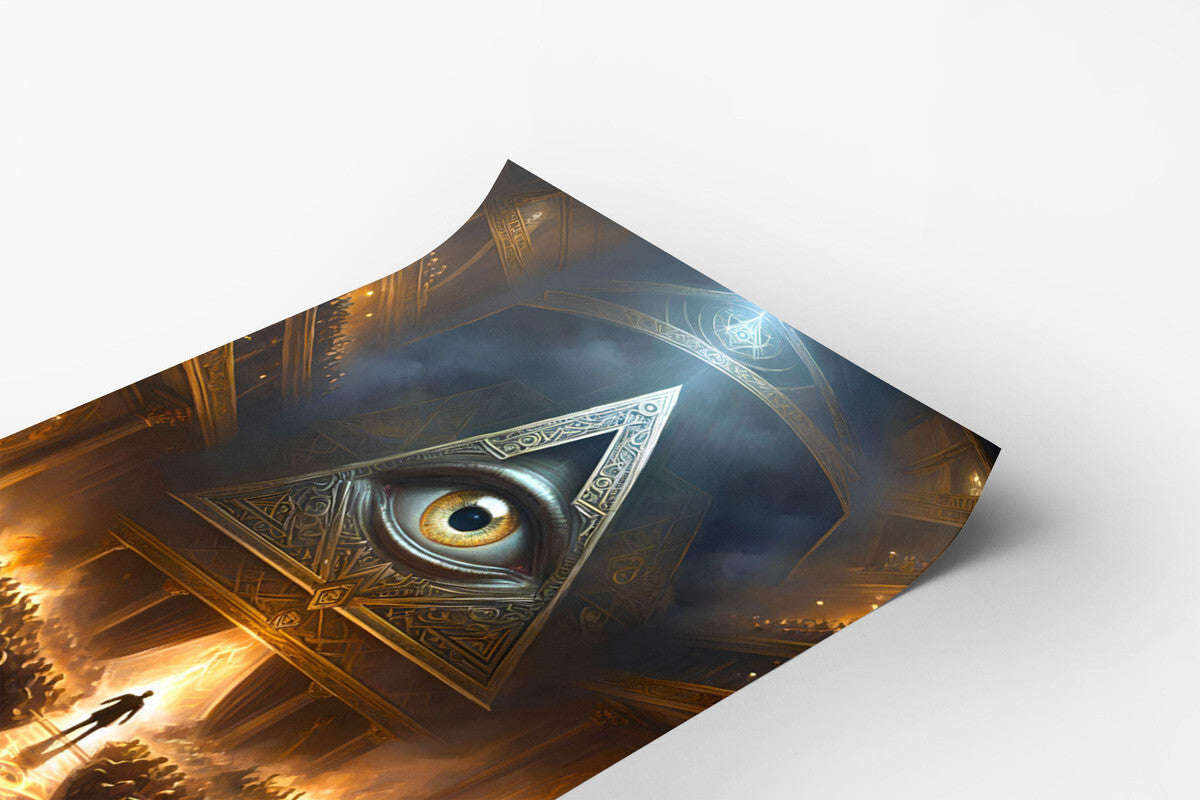 A Meeting of the Illuminati New World Order All Seeing Eye Fire Poster Print A 18 x 24 in