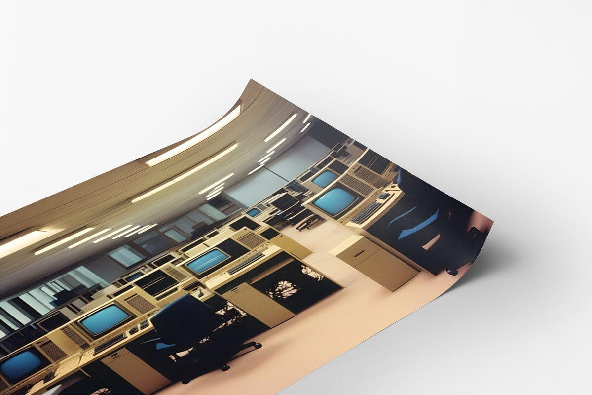 1970s Style Computers Terminals Computer Lab Liminal Space Poster Print 18 x 24 in