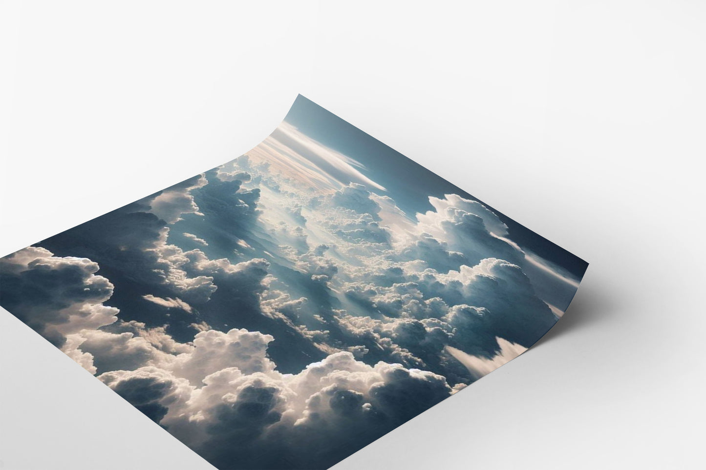 a vast expanse of fluffy white clouds against a dark blue sky, creating a serene and tranquil atmosphere.