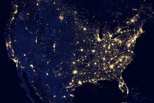 United States U.S. at Night Composite Image Space Poster Art Print