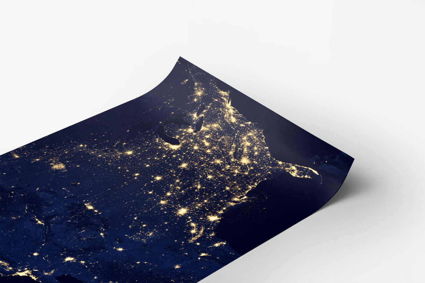 United States U.S. at Night Composite Image Space Poster Art Print