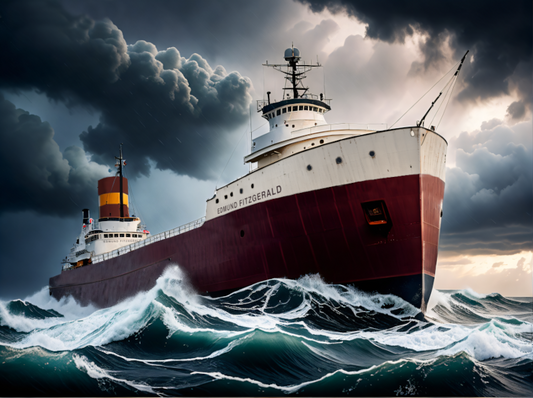 SS Edmund Fitzgerald Disaster History Historical Reconstruction Poster Art Print 18 x 24 in