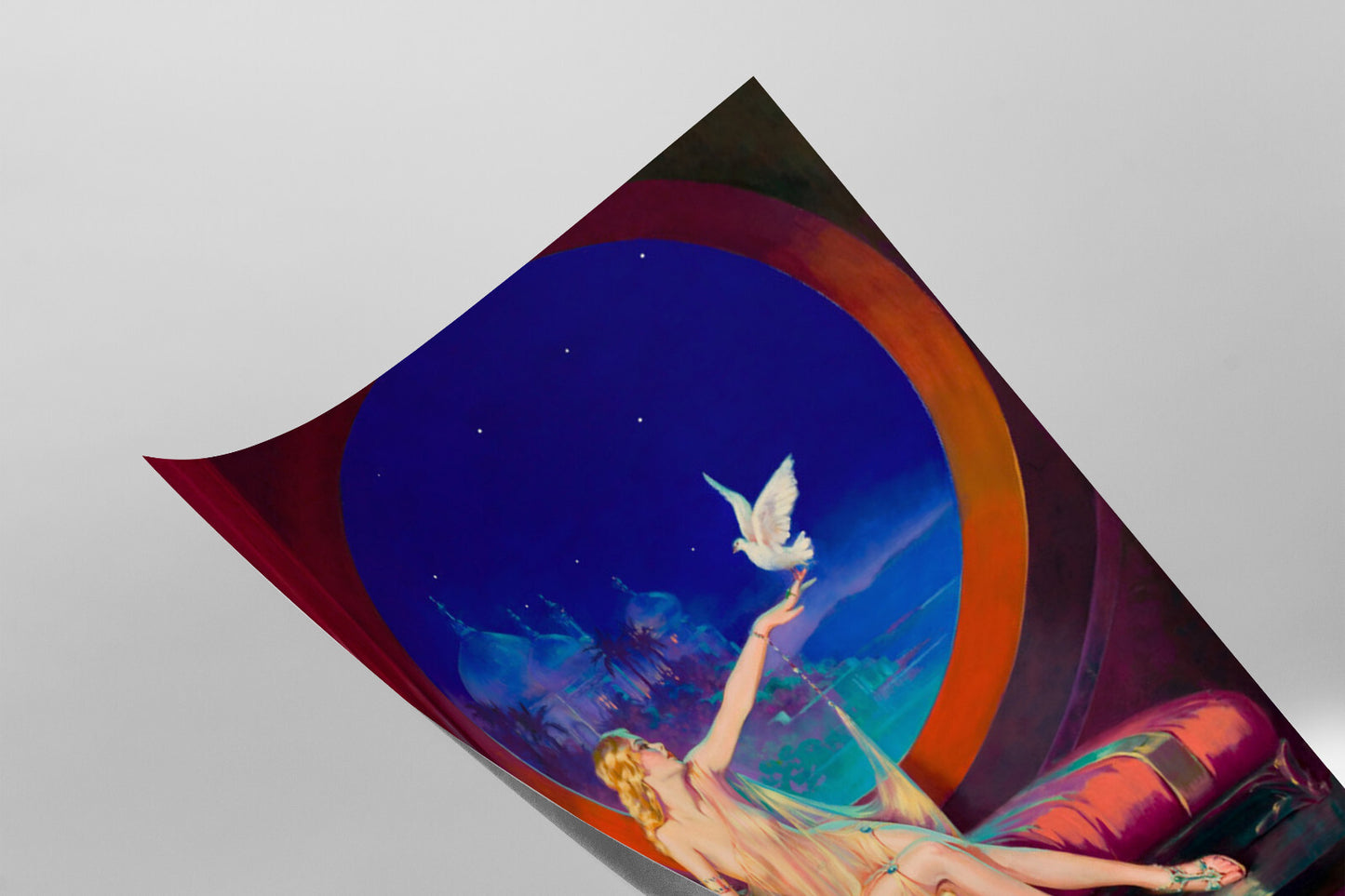 Sultana Henry Clive 1925 Painting Poster Woman Dove Window Night Art Print