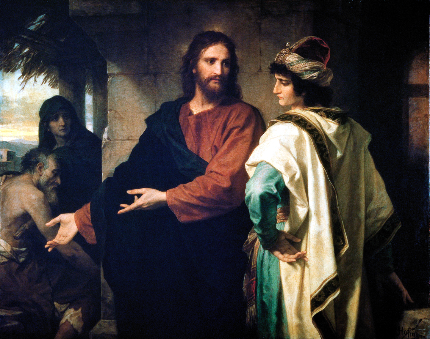 Christ and the Young Rich Ruler Heinrich Hofmann Jesus Christ Painting Poster Art Print