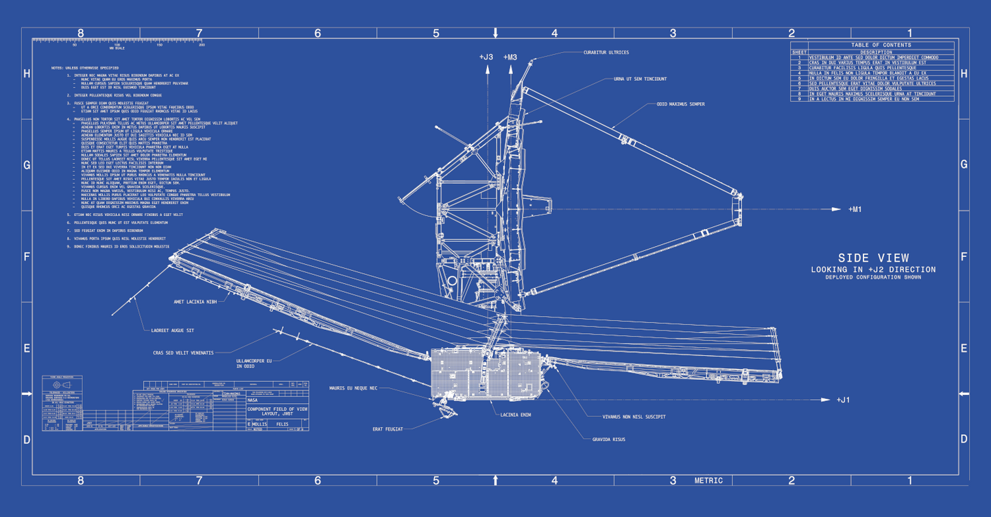 James Webb Telescope JWST Drawing Diagram Blueprint Photo Poster Art Print