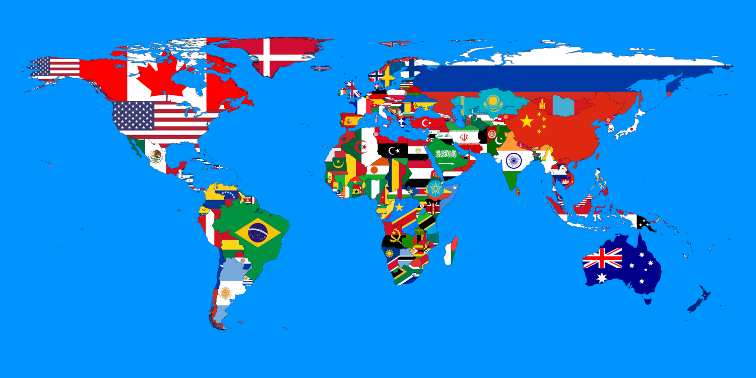 A world map with the flags of various countries and regions overlaid on it, representing the diverse nations of the world.