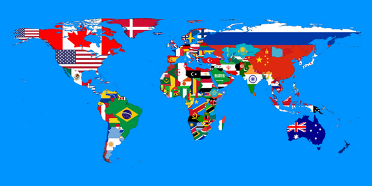 A world map with the flags of various countries and regions overlaid on it, representing the diverse nations of the world.