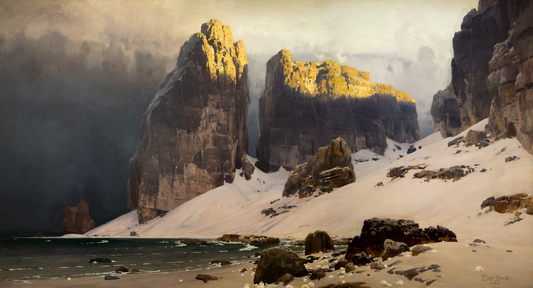 Shore of Oblivion Eugen Bracht 1889 Snow Cliffs Mountains Ocean Snow Painting Poster