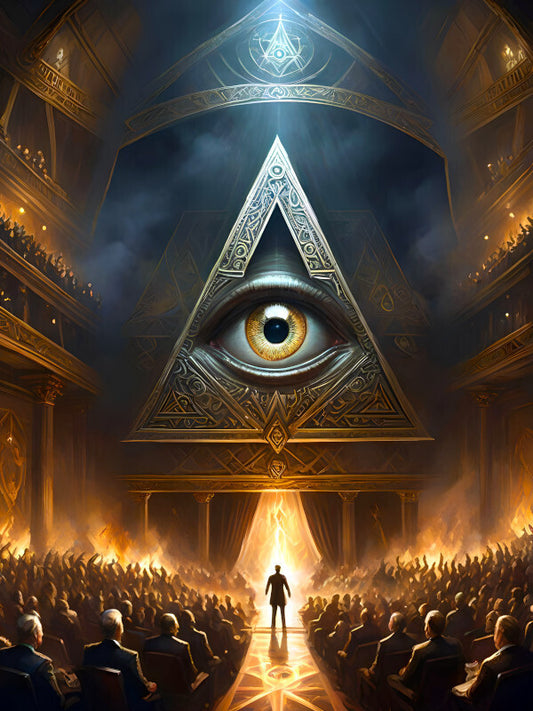 A Meeting of the Illuminati New World Order All Seeing Eye Fire Poster Print A 18 x 24 in