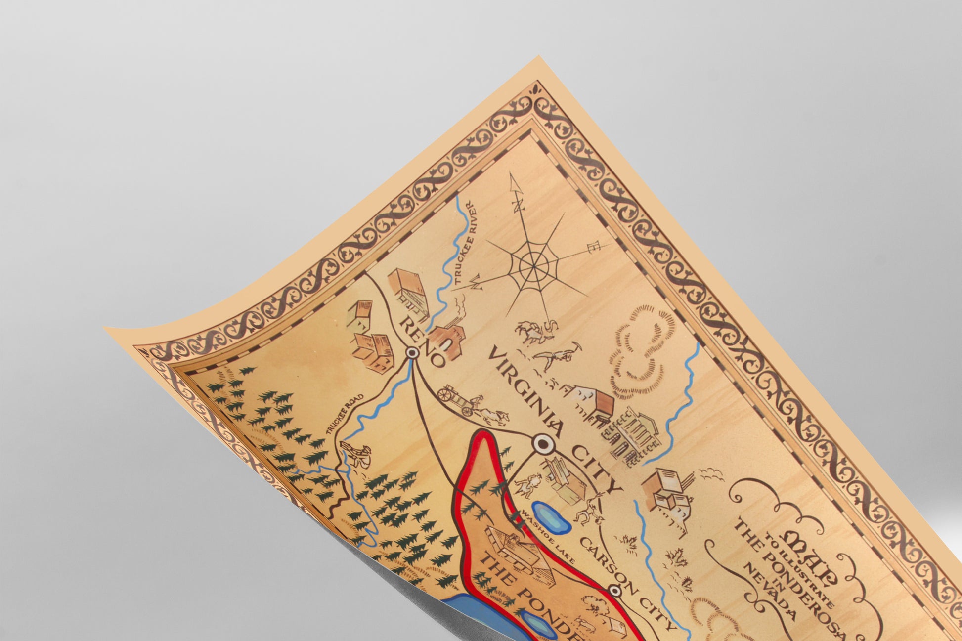 The image is a map of Virginia City, with various landmarks and locations marked on it.