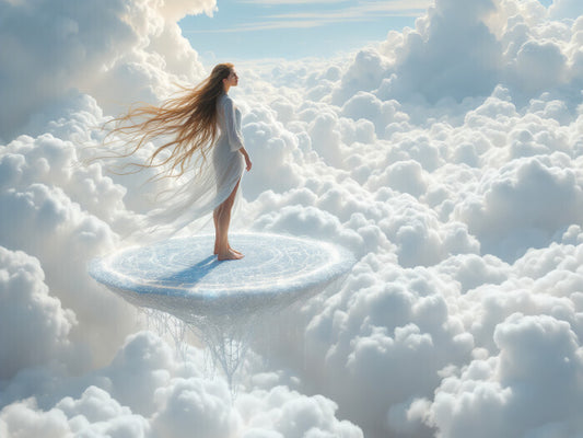 Ocean of Billowing Clouds Woman Frosted Platform Poster Art Print 18 x 24 in