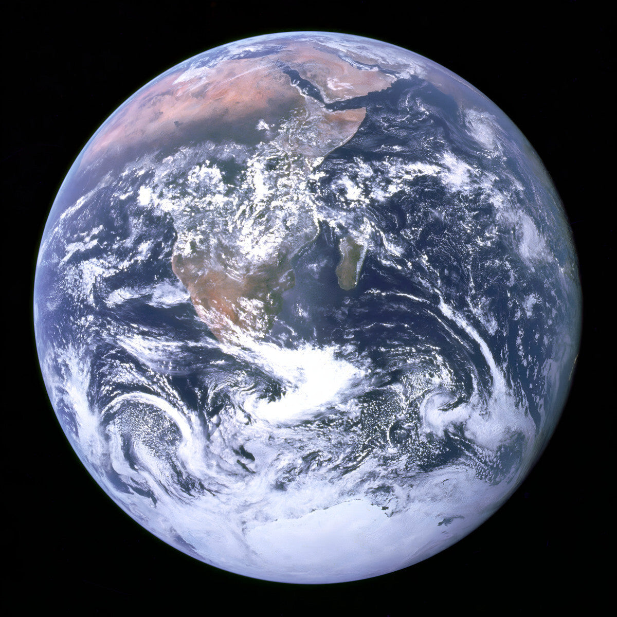 The Blue Marble 1972 Earth from Space Apollo 17 Mission Photo Poster Art Print 24 x 24 in