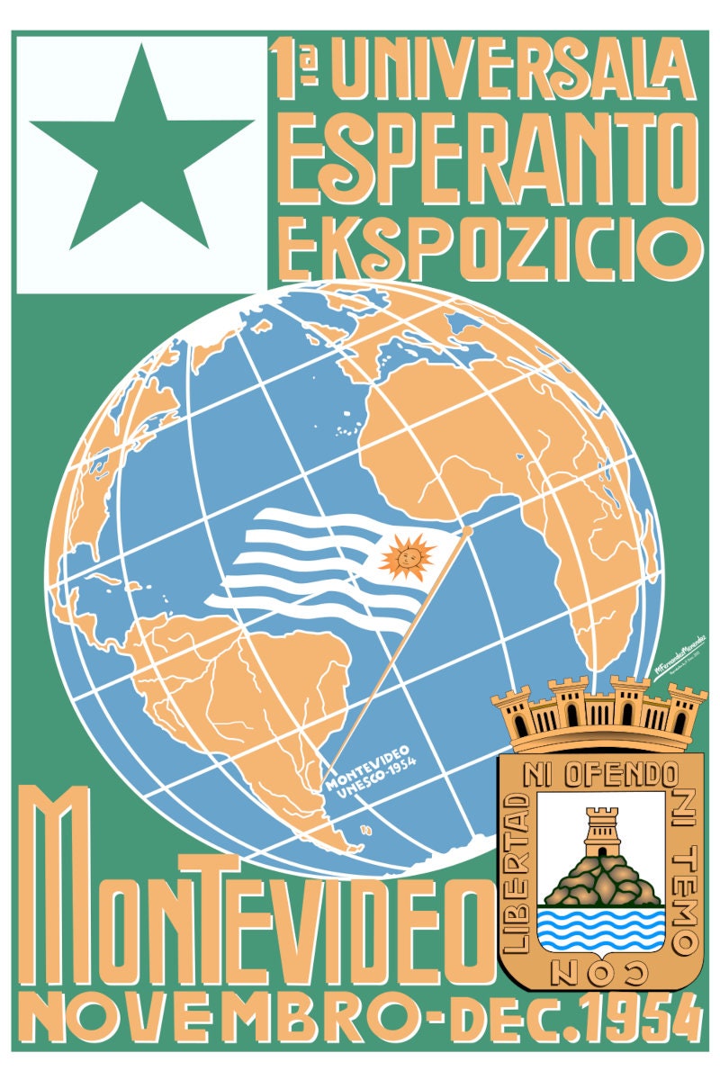 1st Universal Esperanto Exposition 1a Universala Ekspozicio Montevideo Argentina Reproduction Poster Art Print