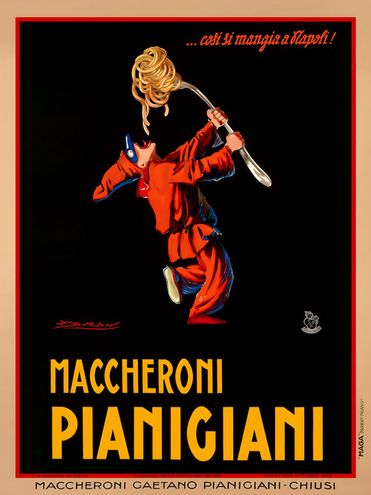 Clown Eating Spaghetti Fork Pasta Maccheroni Pianigiani Ad Advertising Poster Art Print