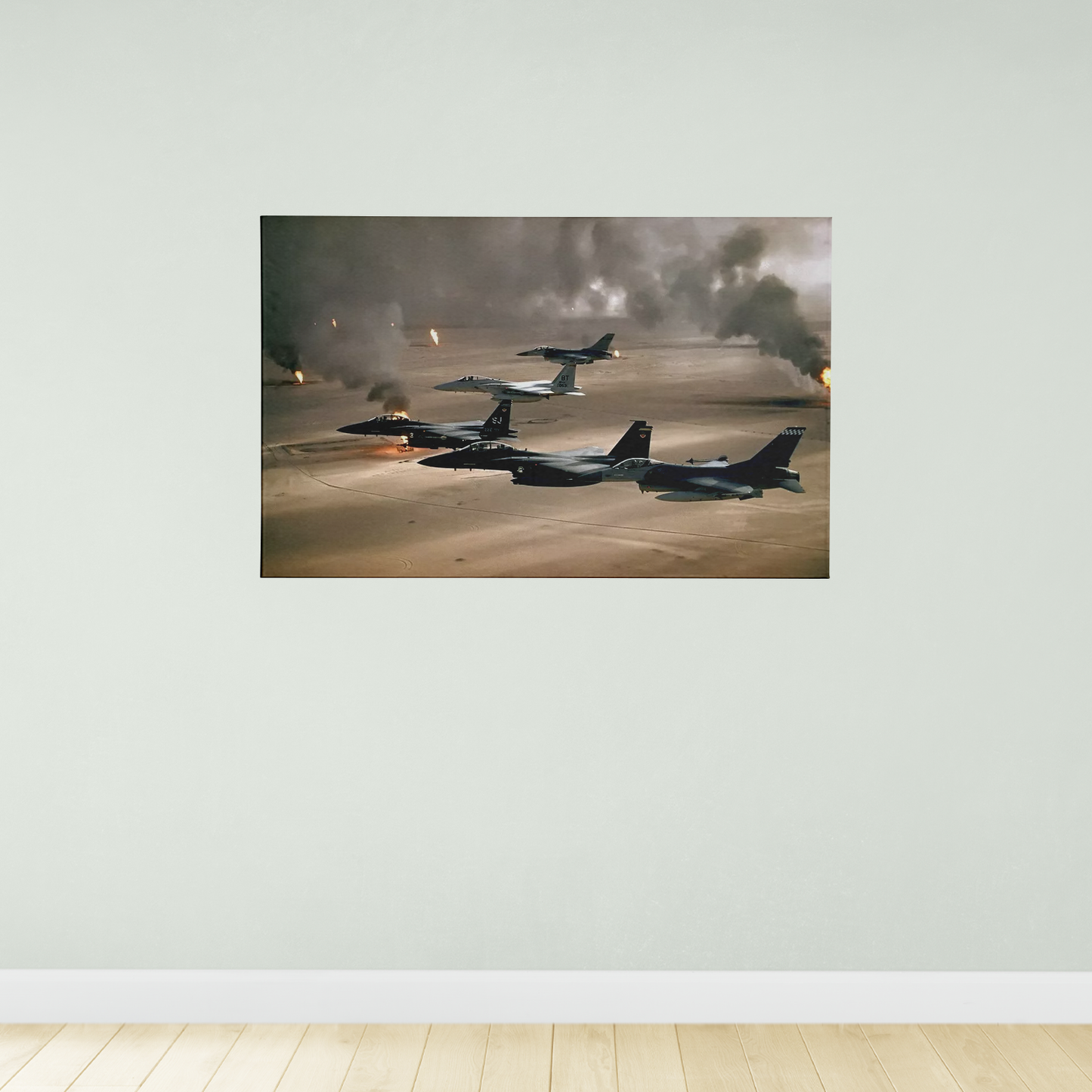 Air Force Fighter Jets Kuwait Burning Oil Fields Desert Storm Photo Poster Art Print