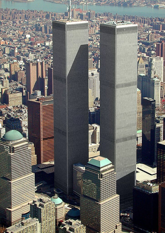 Original World Trade Center Twin Towers New York City Aerial Photo Poster Art Print 18 x 24 in