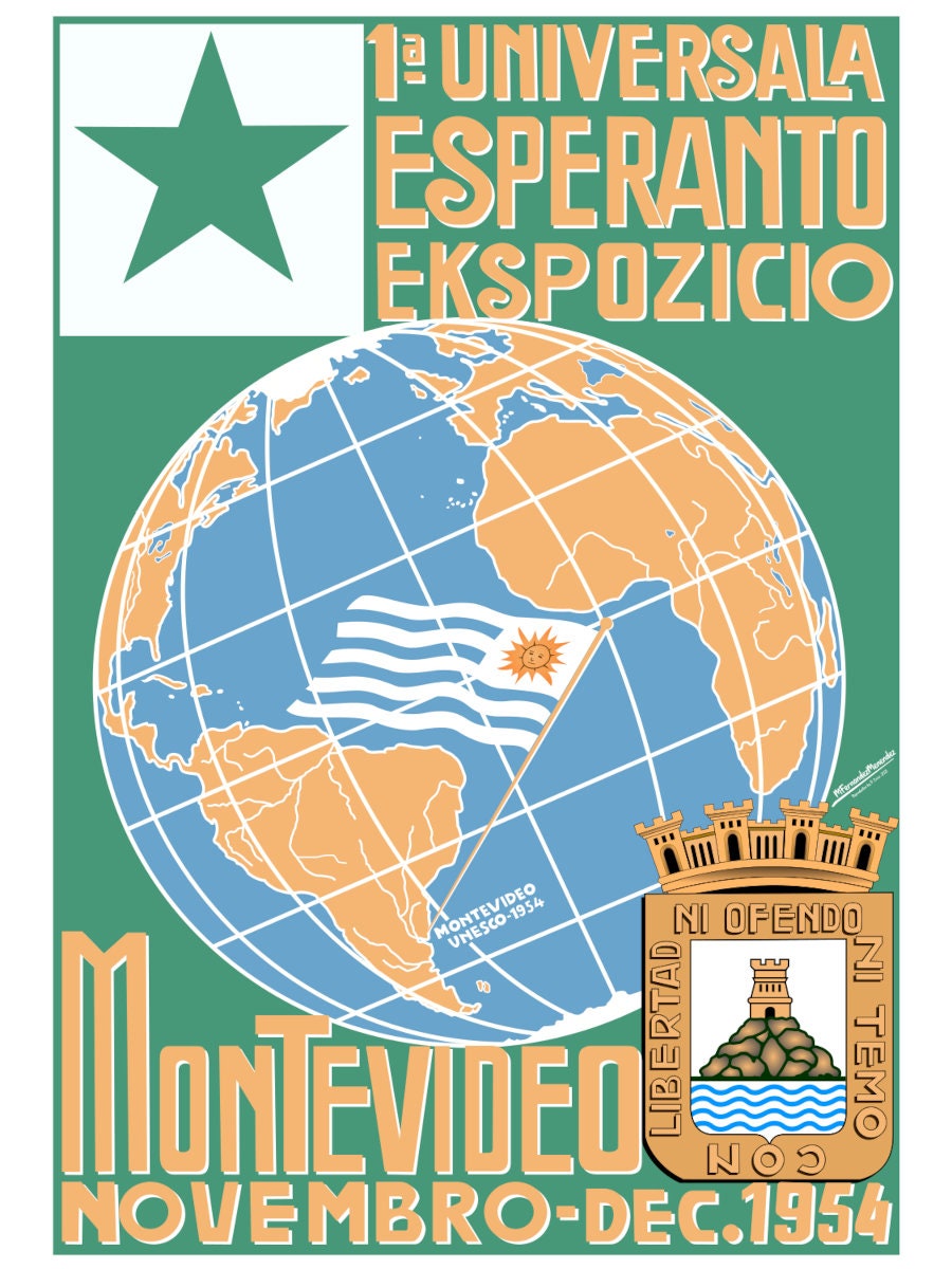 1st Universal Esperanto Exposition 1a Universala Ekspozicio Montevideo Argentina Reproduction Poster Art Print
