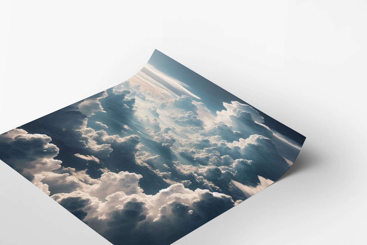 a vast expanse of fluffy white clouds against a dark blue sky, creating a serene and tranquil atmosphere.