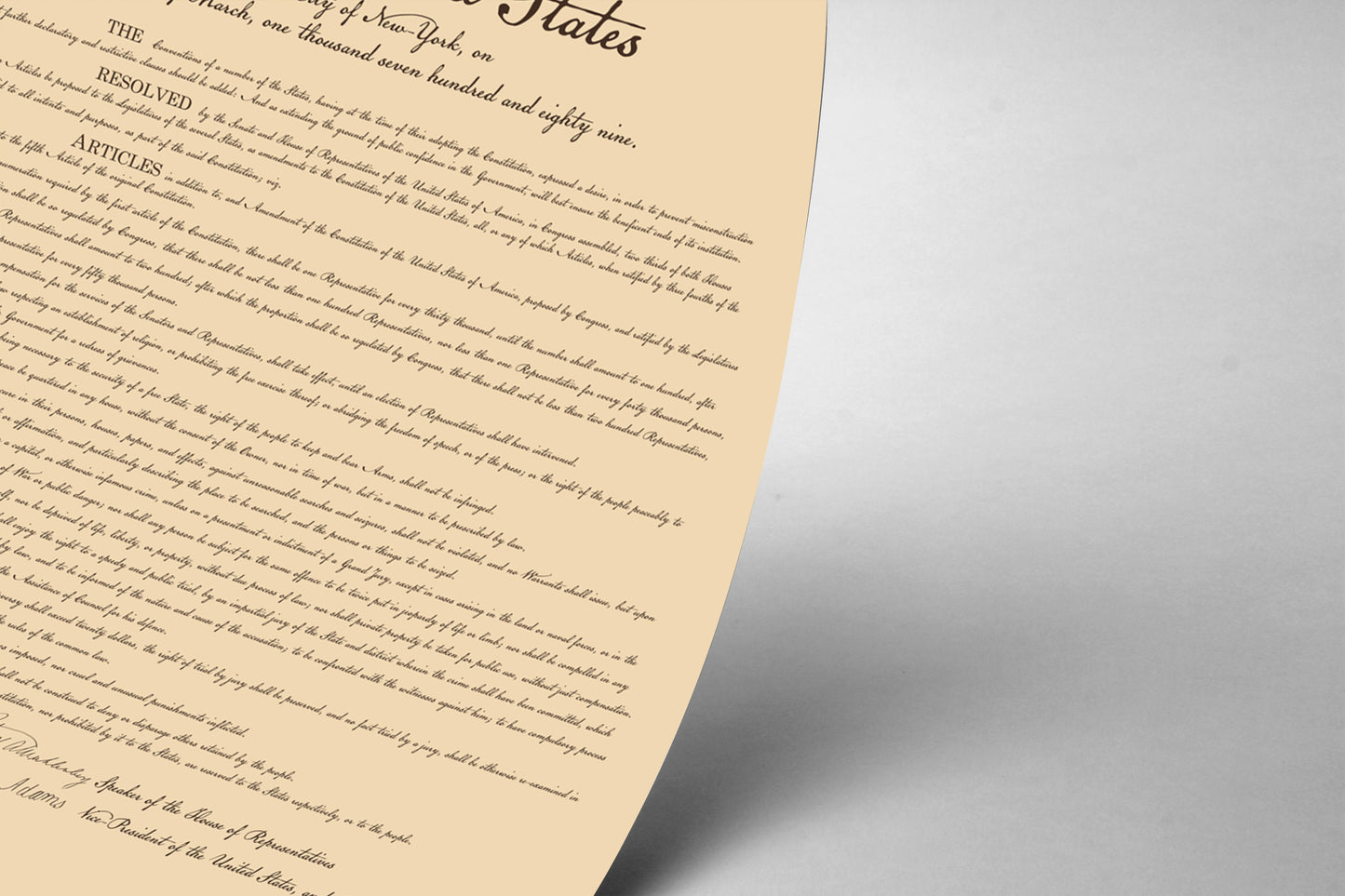 Bill of Rights U.S. United States 1787 Resolution Broadsheet Poster Art Print 24 x 26 in