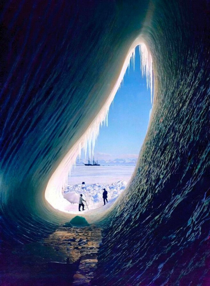 Herbert Ponting Grotto in an Iceberg British Antarctic Expedition 1911 Photo Art Print