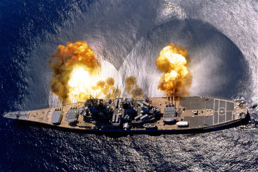 USS Iowa Battleship Firing Full Broadside Main Guns Photo Poster Art Print
