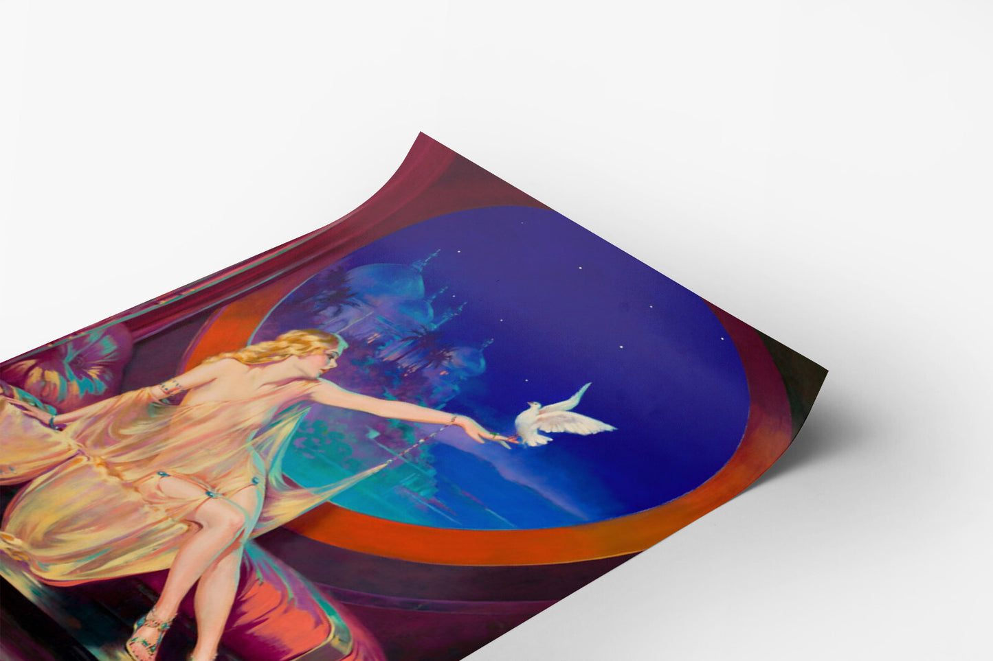 Sultana Henry Clive 1925 Painting Poster Woman Dove Window Night Art Print