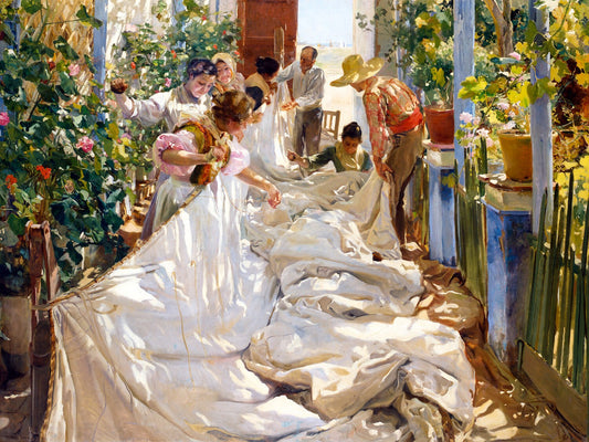 Sewing the Sail Joaquín Sorolla 1896 Light Shadow Painting Poster Art Print